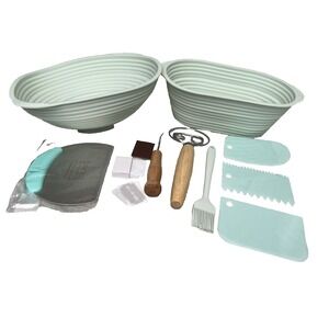Silicone Banneton Bread Proofing Baskets Oval, Round, Sourdough Starter Tool Kit